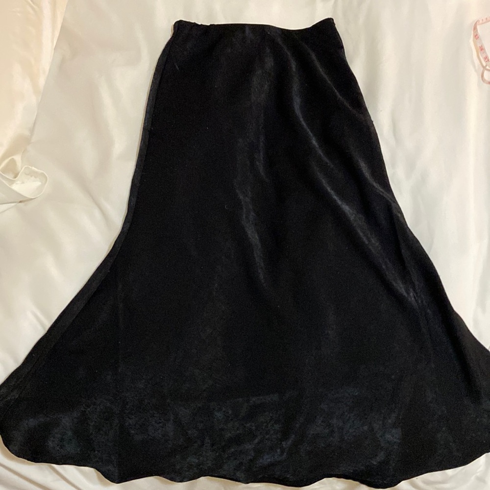 Long Black Satin Skirt